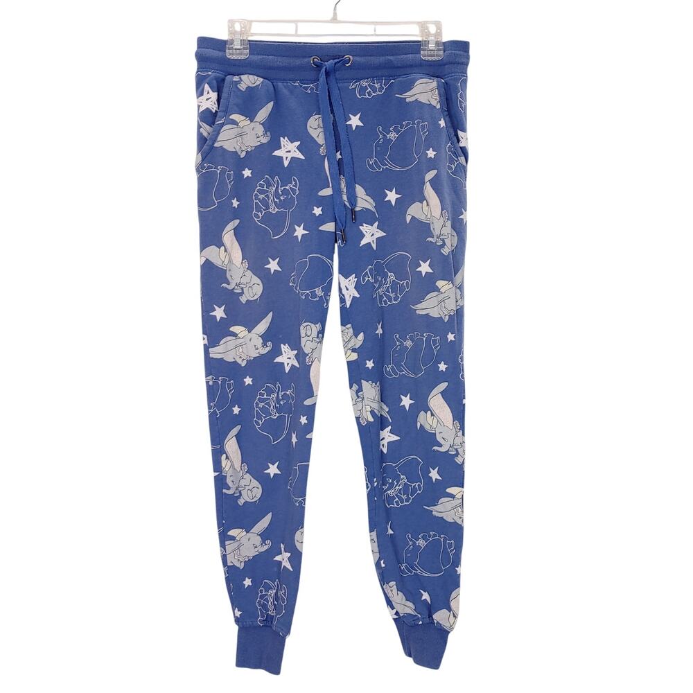 Disney Dumbo Pajama Ankle Pants Mid Rise Drawstring Waist Fleece Blue Womens XS - Picture 2 of 7